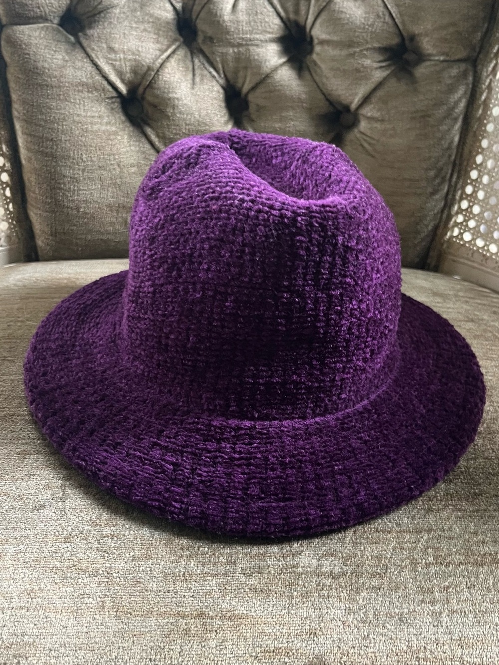 Plush Textured Purple Women's Bucket Hat - Fashionable Knit Accessory